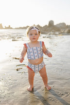 Block Print Floral Ruffle Bikini Set