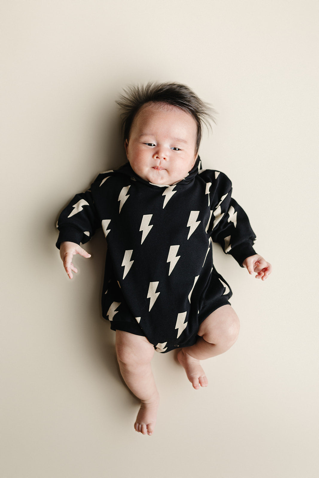 Hooded Bubble Romper  |  Black Bolts