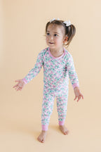 Girls Shamrock & Bows Bamboo Two Piece Pajama Set
