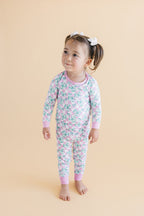 Girls Shamrock & Bows Bamboo Two Piece Pajama Set