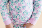 Girls Shamrock & Bows Bamboo Two Piece Pajama Set