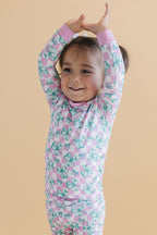 Girls Shamrock & Bows Bamboo Two Piece Pajama Set