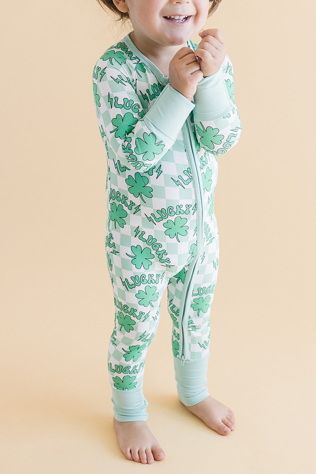 Baby Bamboo Zip Pajama Romper | Lucky Shamrock