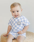 Blue Checkered Shorts Set