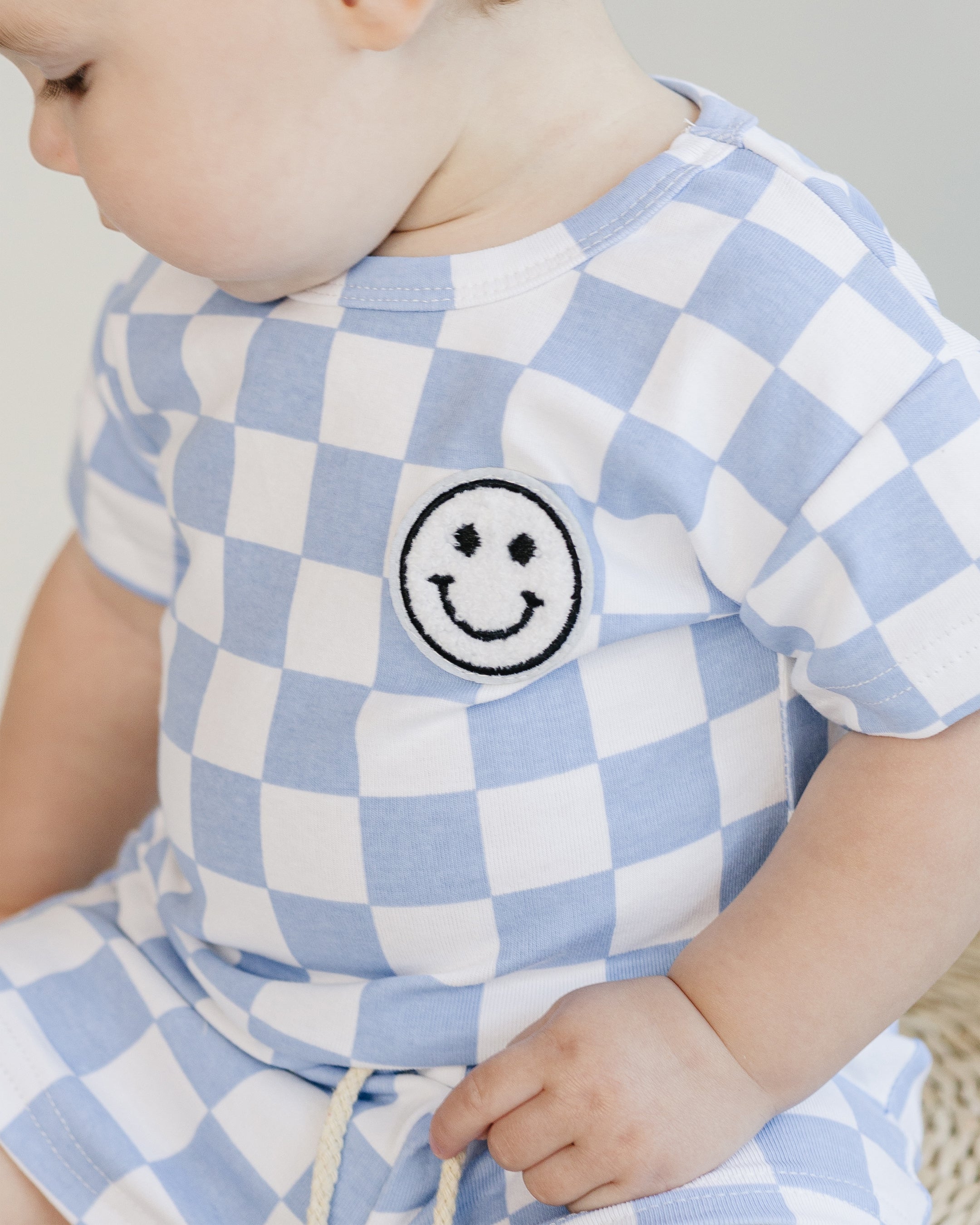 Blue Checkered Shorts Set