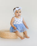 Checkered Blue Baby Girl Tutu Romper