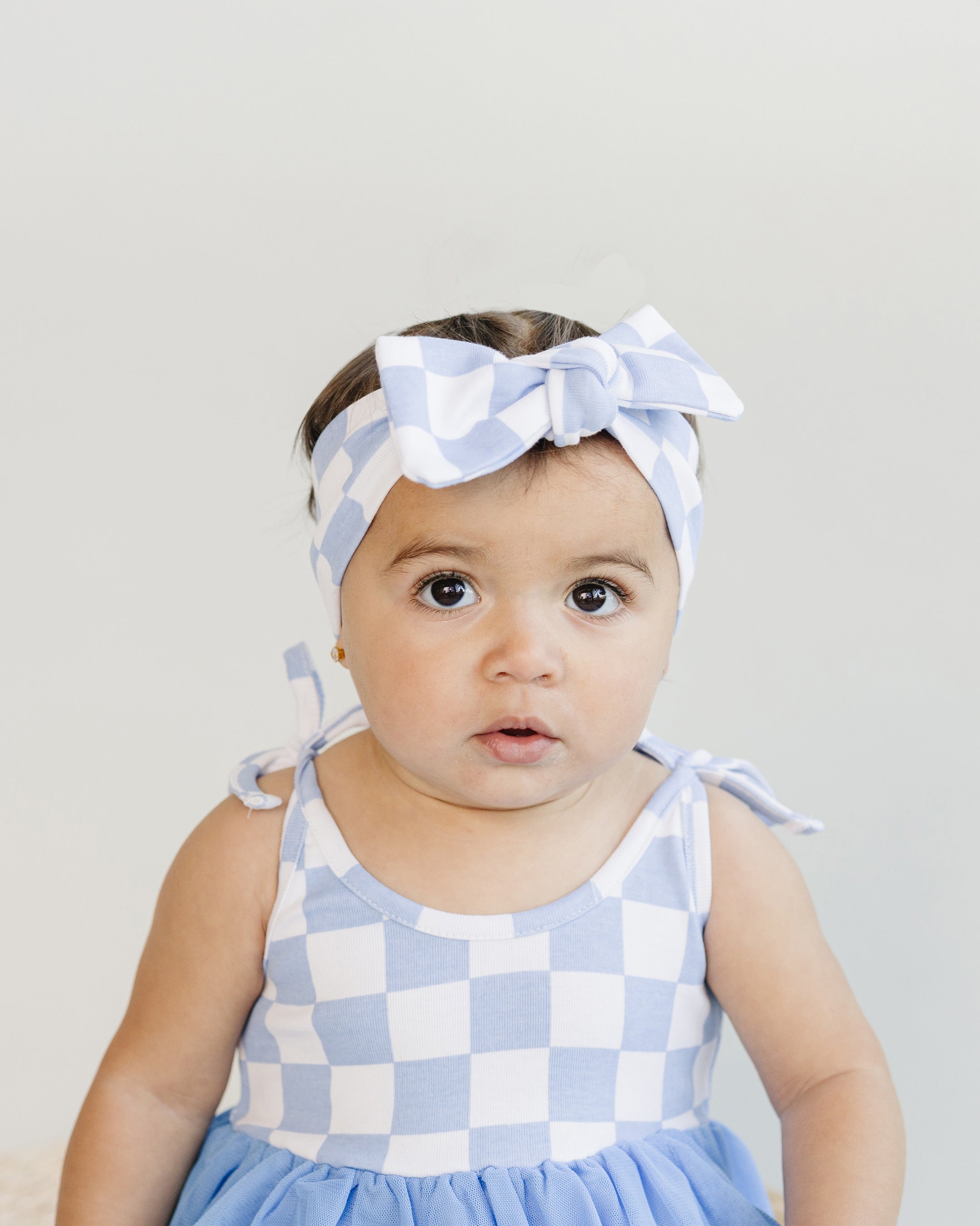 Checkered Blue Baby Girl Tutu Romper