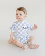 Blue Checkered Shorts Set