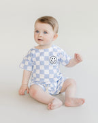 Blue Checkered Shorts Set