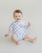 Blue Checkered Shorts Set
