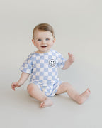 Blue Checkered Shorts Set