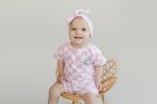 Girls Pink Checkered Shorts Set