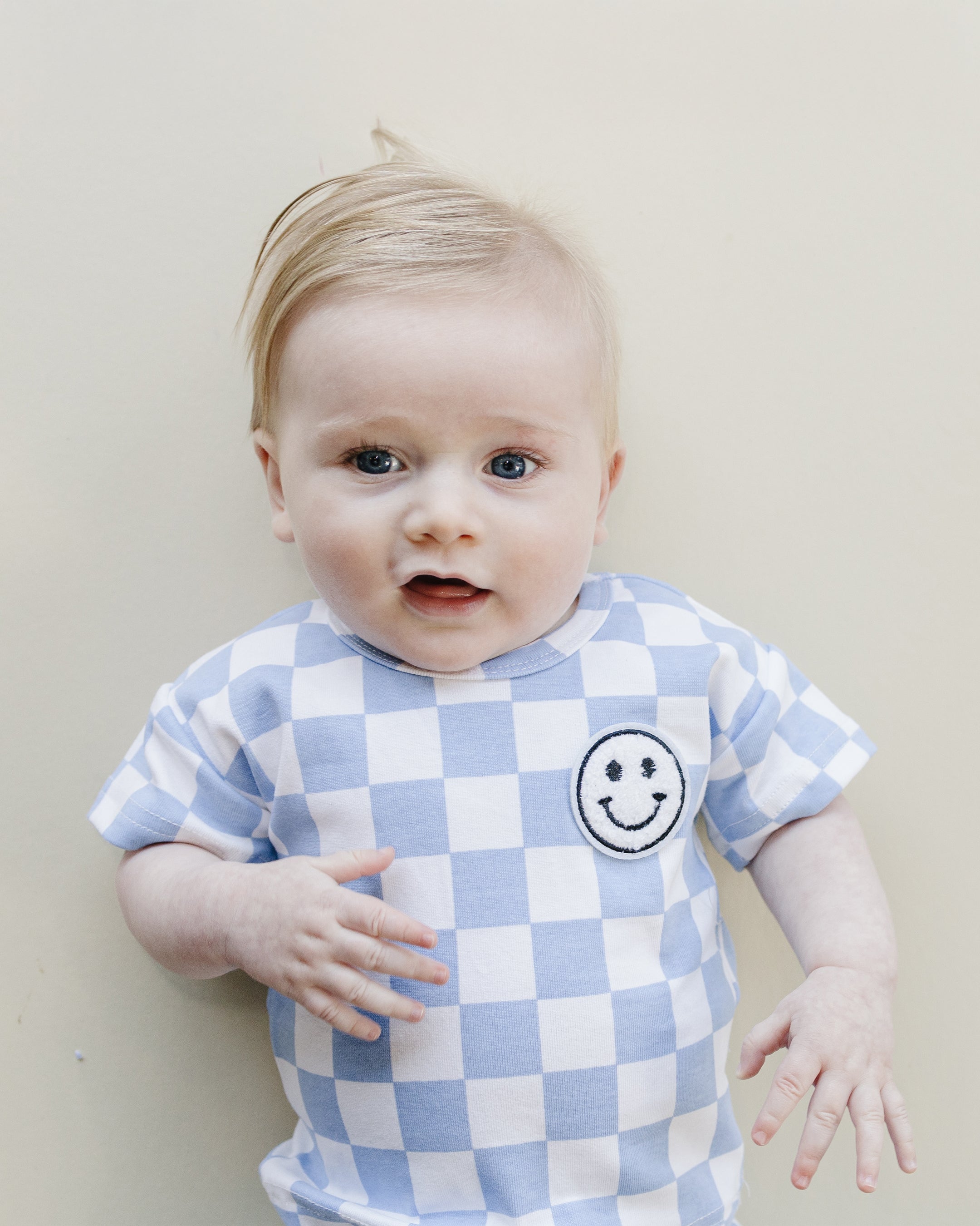Blue Checkered Shorts Set