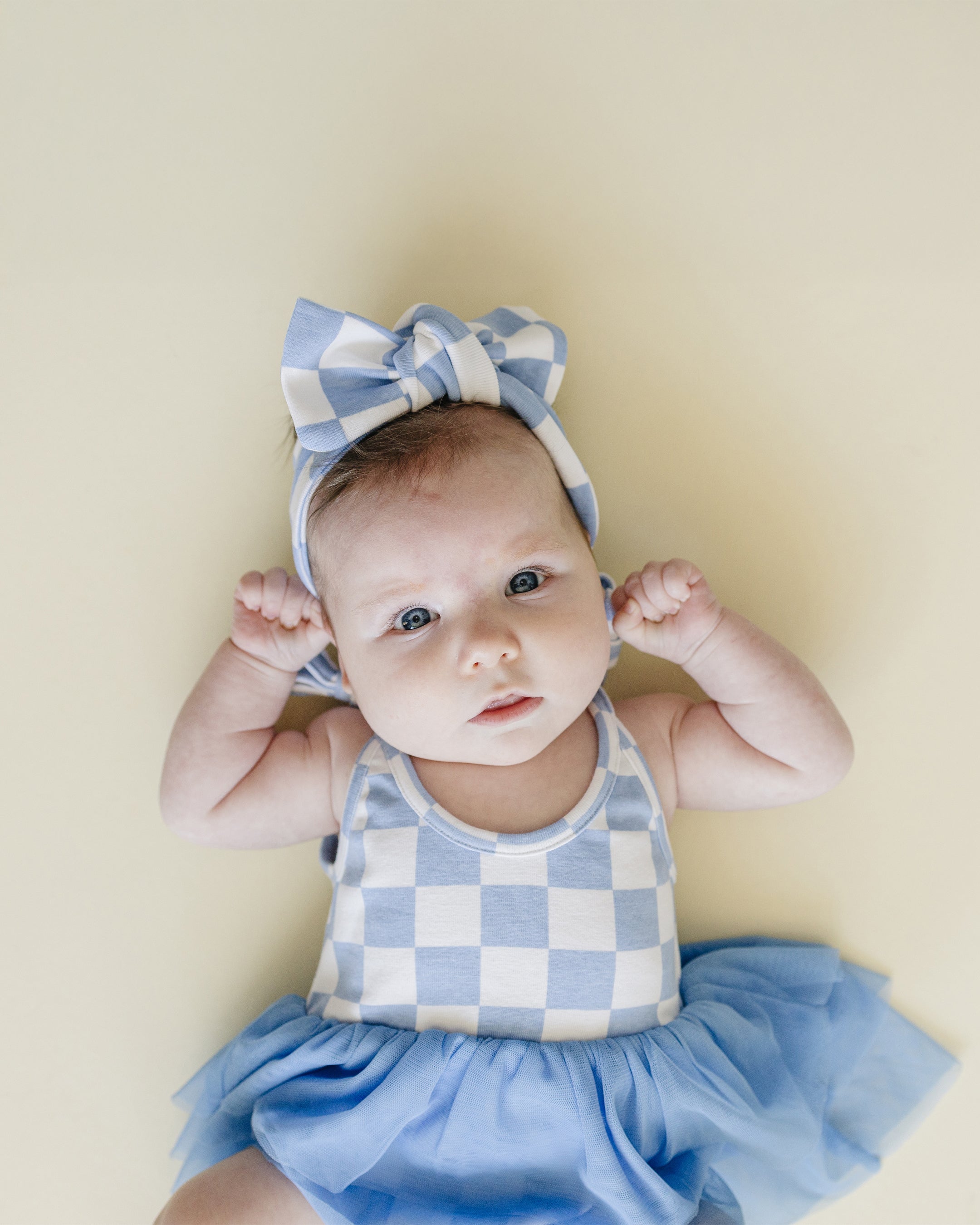 Checkered Blue Baby Girl Tutu Romper
