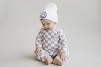 Boys Latte Checkered Smiley Lounge Set