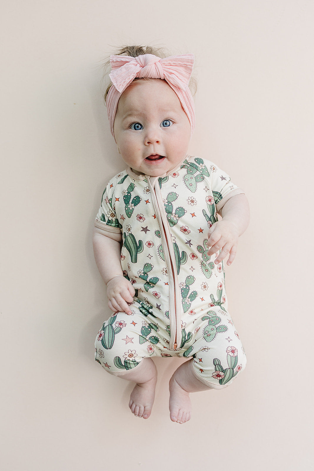 Baby Girl Cactus Flowers Bamboo Shorty Romper