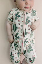 Baby Girl Cactus Flowers Bamboo Shorty Romper