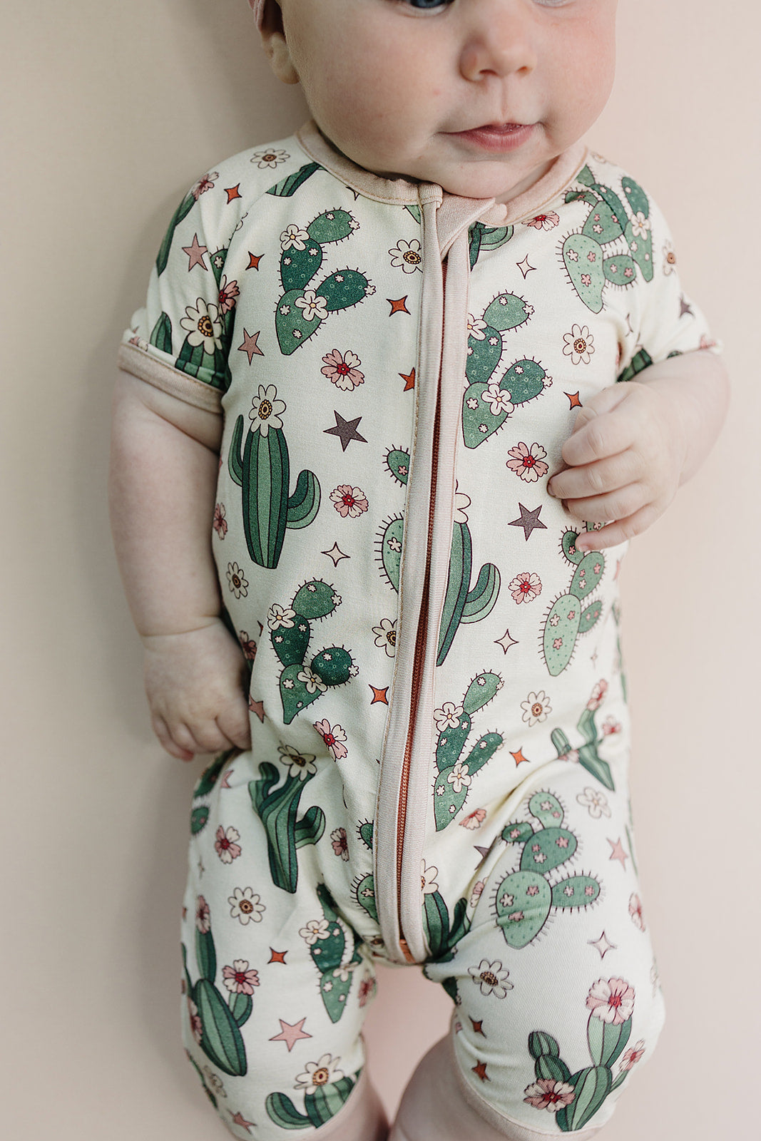 Baby Girl Cactus Flowers Bamboo Shorty Romper