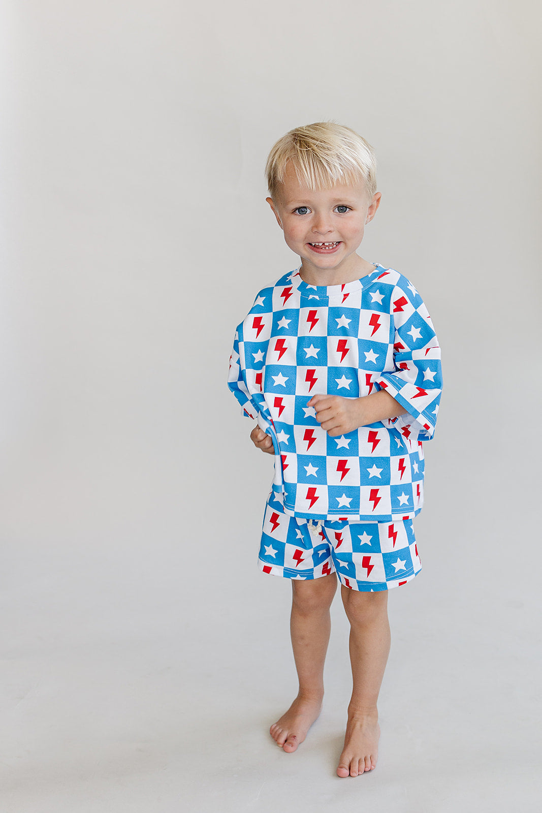 Checks & Star Shorts Set