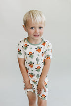 Boys Smiley Cowboy Bamboo Two Piece Shorts Set