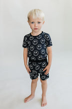 Boys Electric Smiley Bamboo Two Piece Pajama Shorts Set