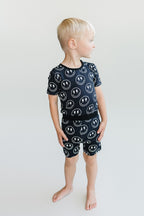 Boys Electric Smiley Bamboo Two Piece Pajama Shorts Set