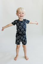 Boys Electric Smiley Bamboo Two Piece Pajama Shorts Set