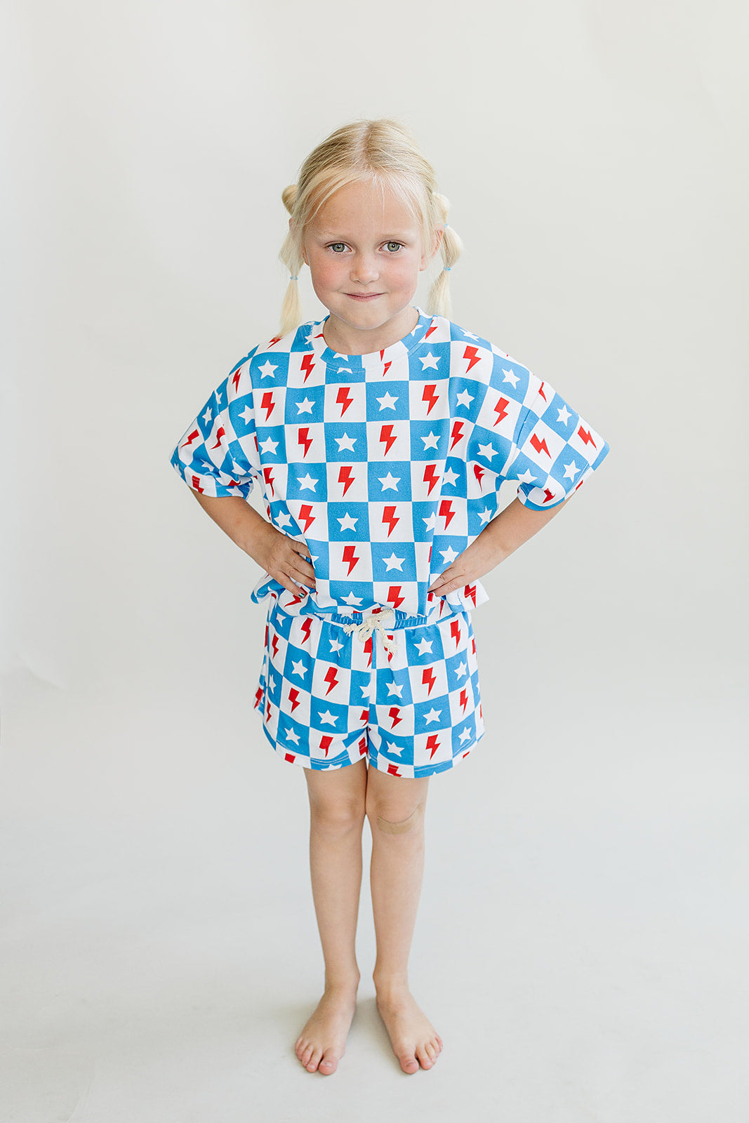 Checks & Star Shorts Set