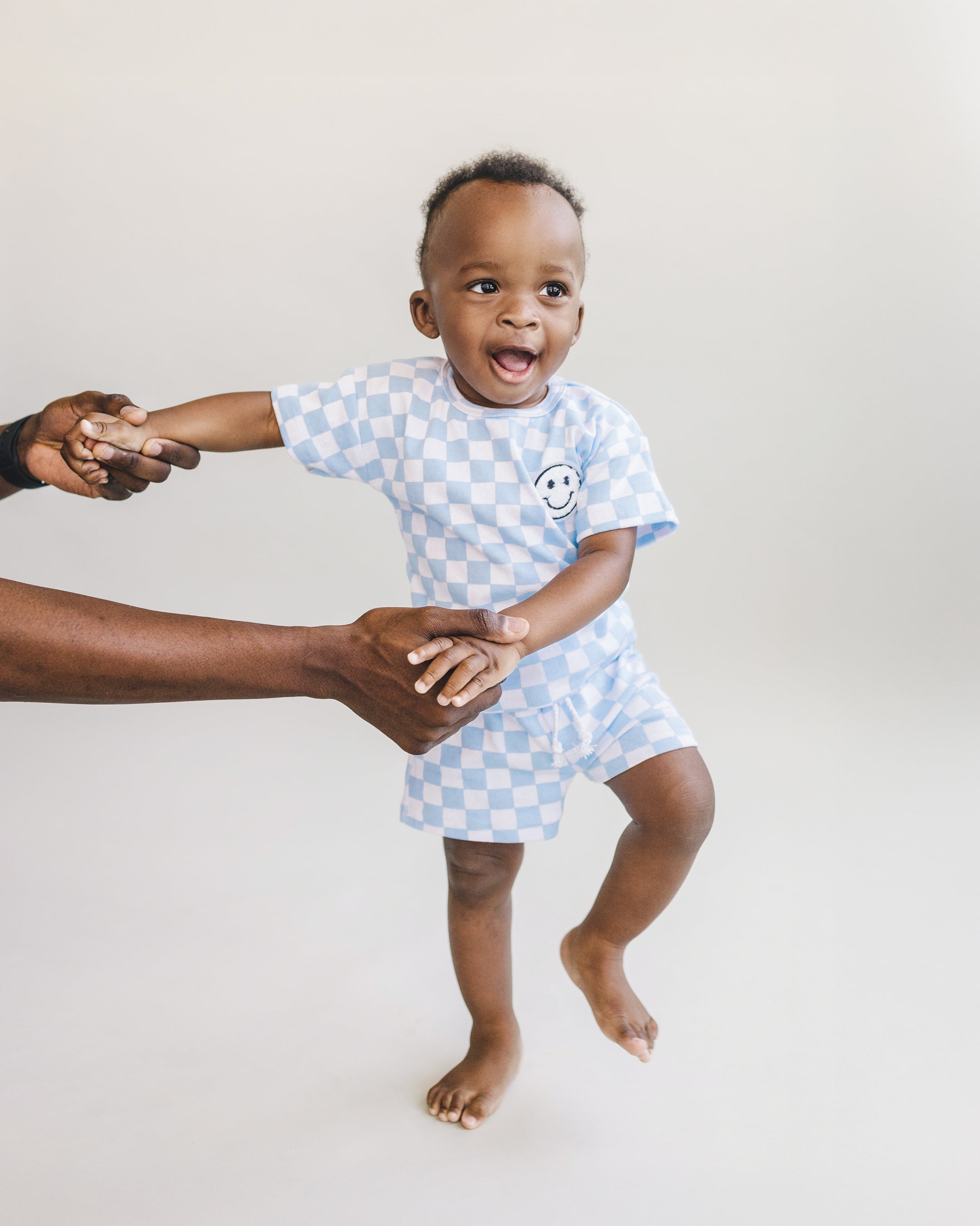 Blue Checkered Shorts Set