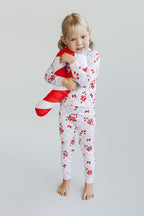 Girls Bamboo Two Piece Set | Bows & Candy Cane