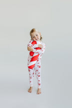 Girls Bamboo Two Piece Set | Bows & Candy Cane