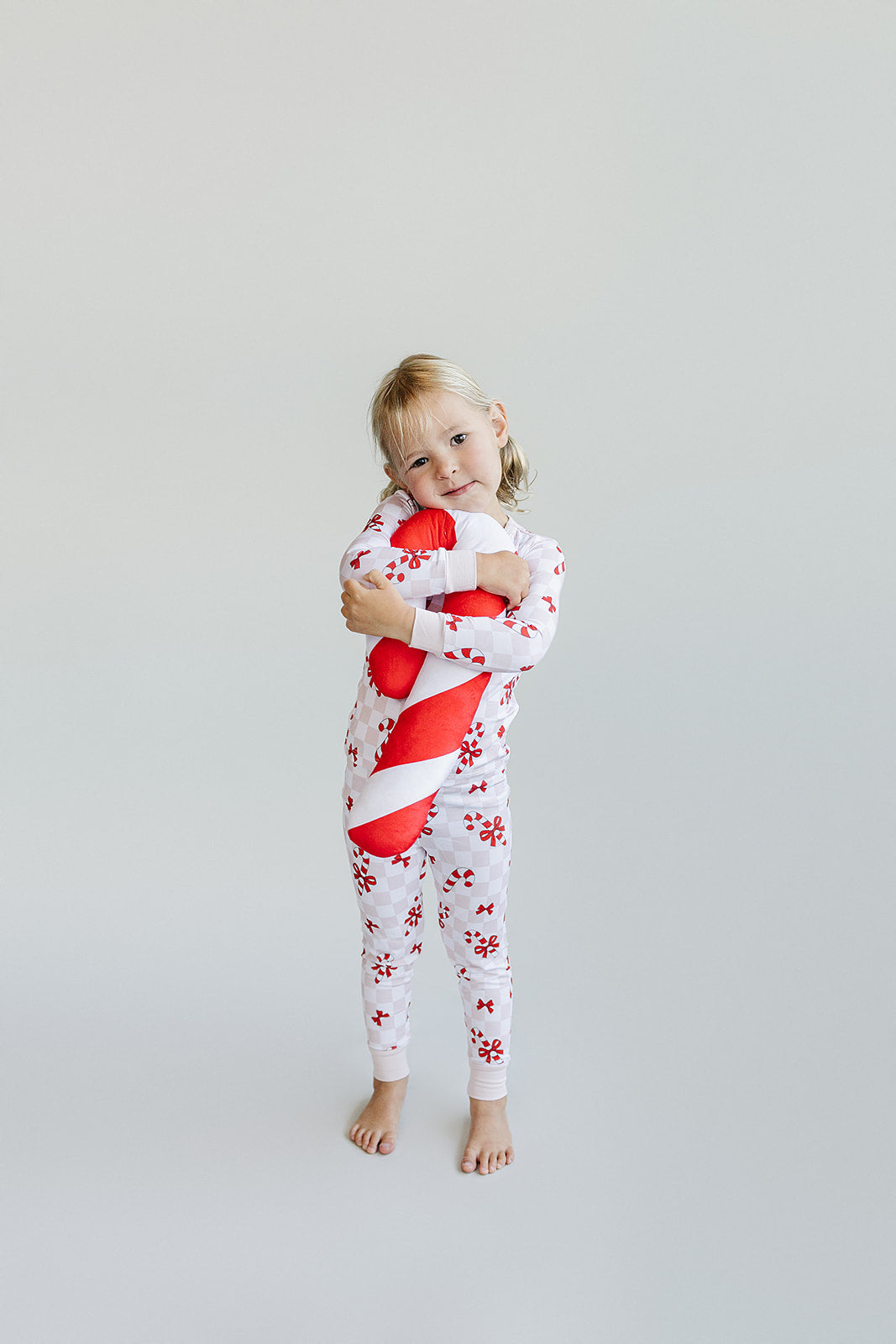 Girls Bamboo Two Piece Set | Bows & Candy Cane