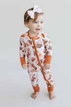 Baby Girl Pumpkin Spice Bamboo Zip Pajama Romper | Pumpkin Spice