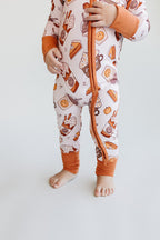 Baby Girl Pumpkin Spice Bamboo Zip Pajama Romper | Pumpkin Spice