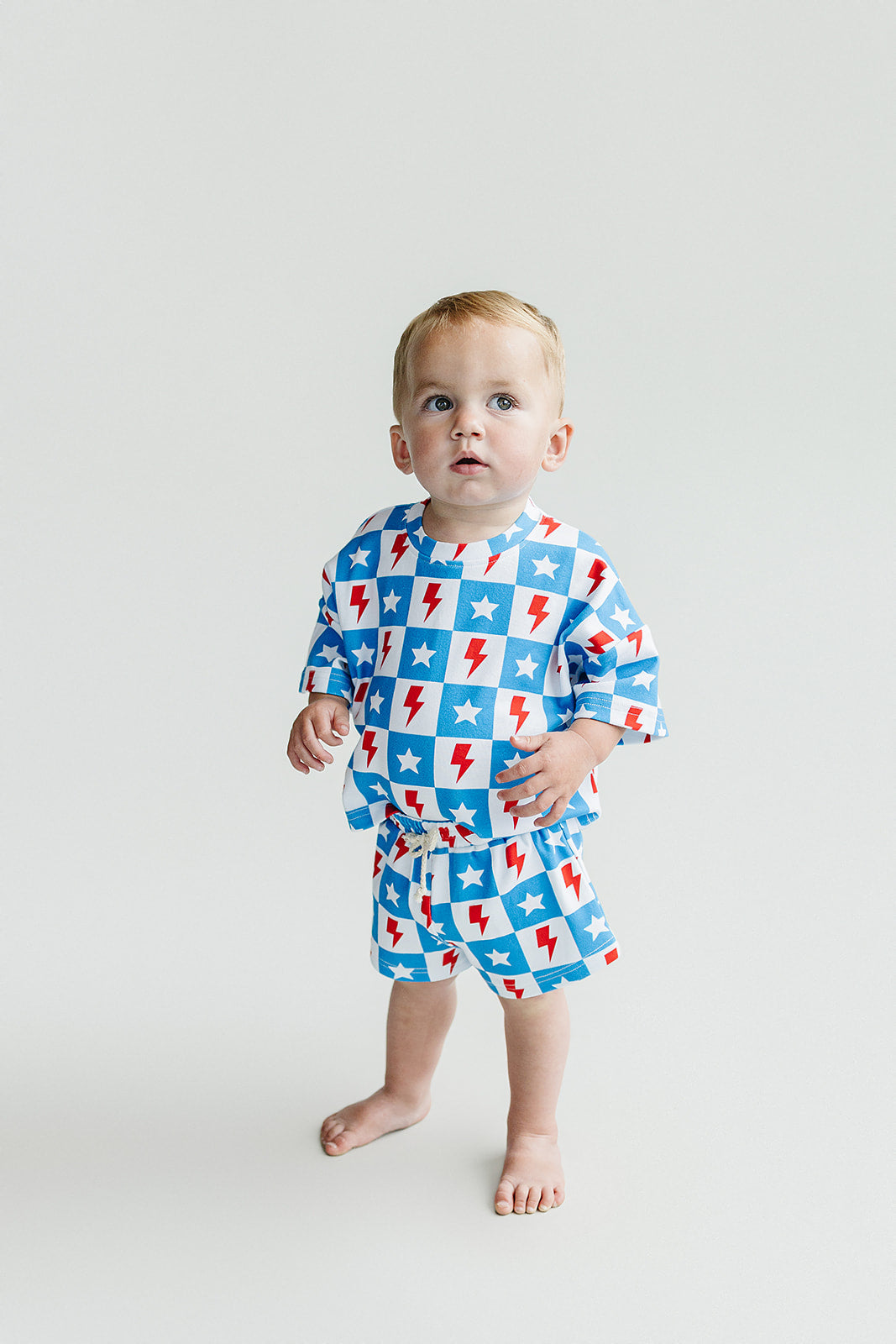 Checks & Star Shorts Set