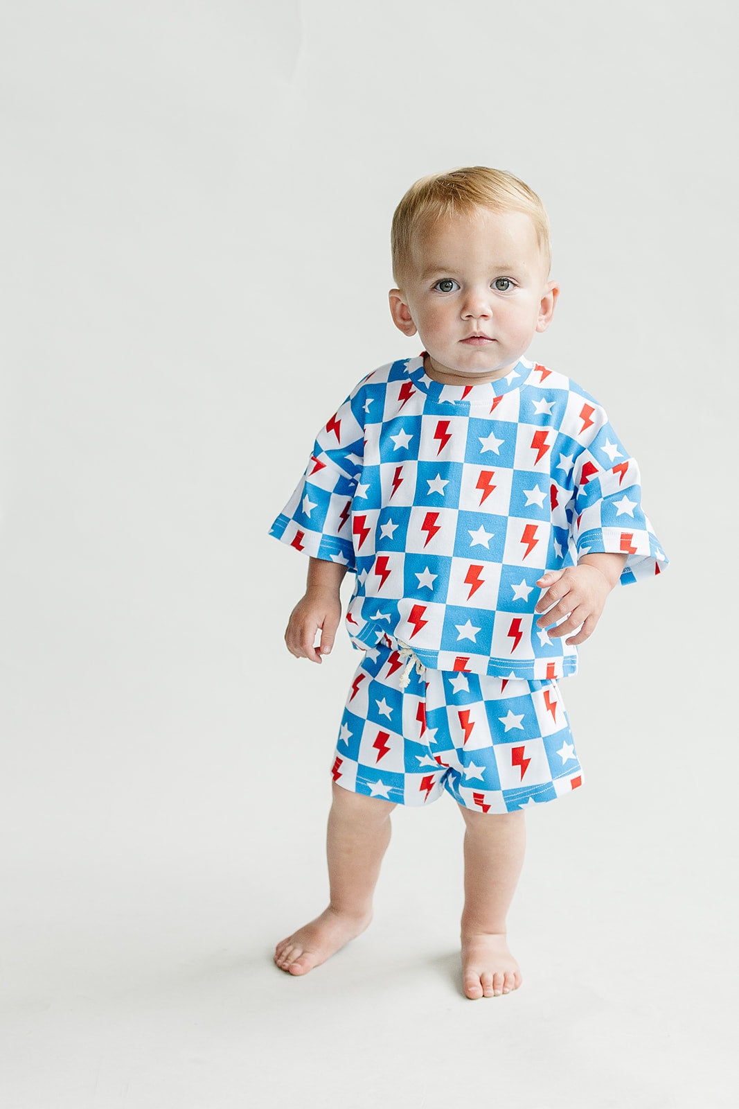 Checks & Star Shorts Set