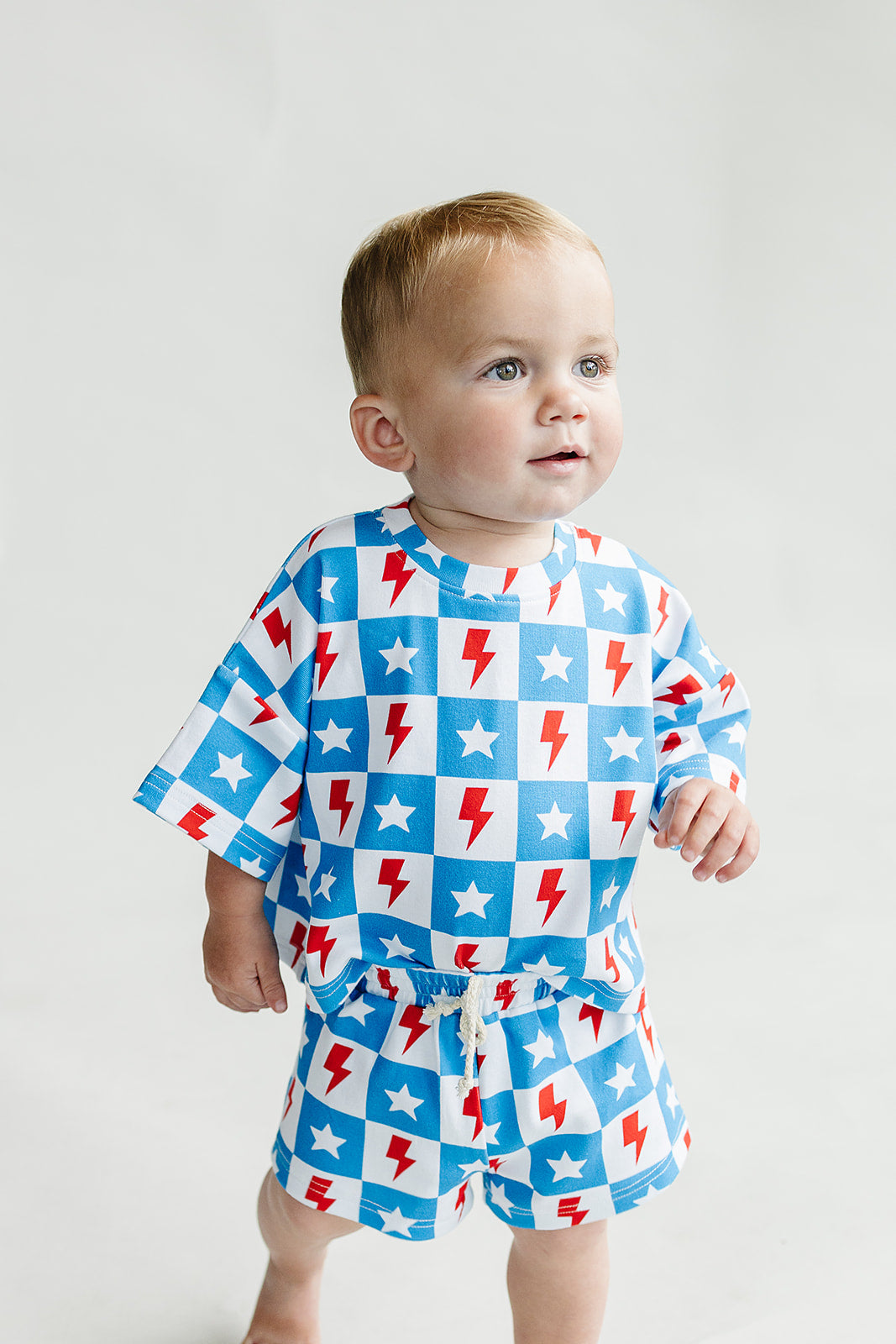 Checks & Star Shorts Set