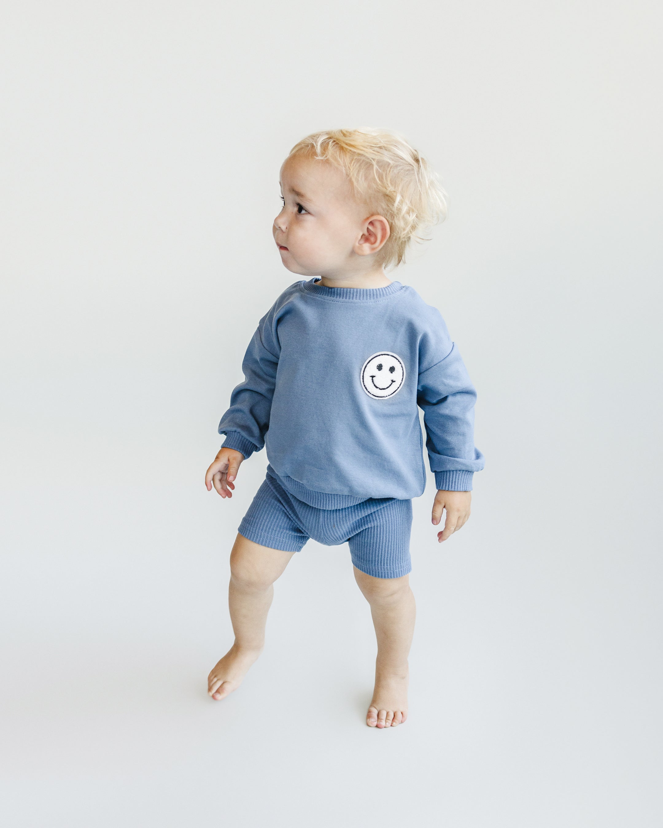 Boys Blue Biker Shorts Set