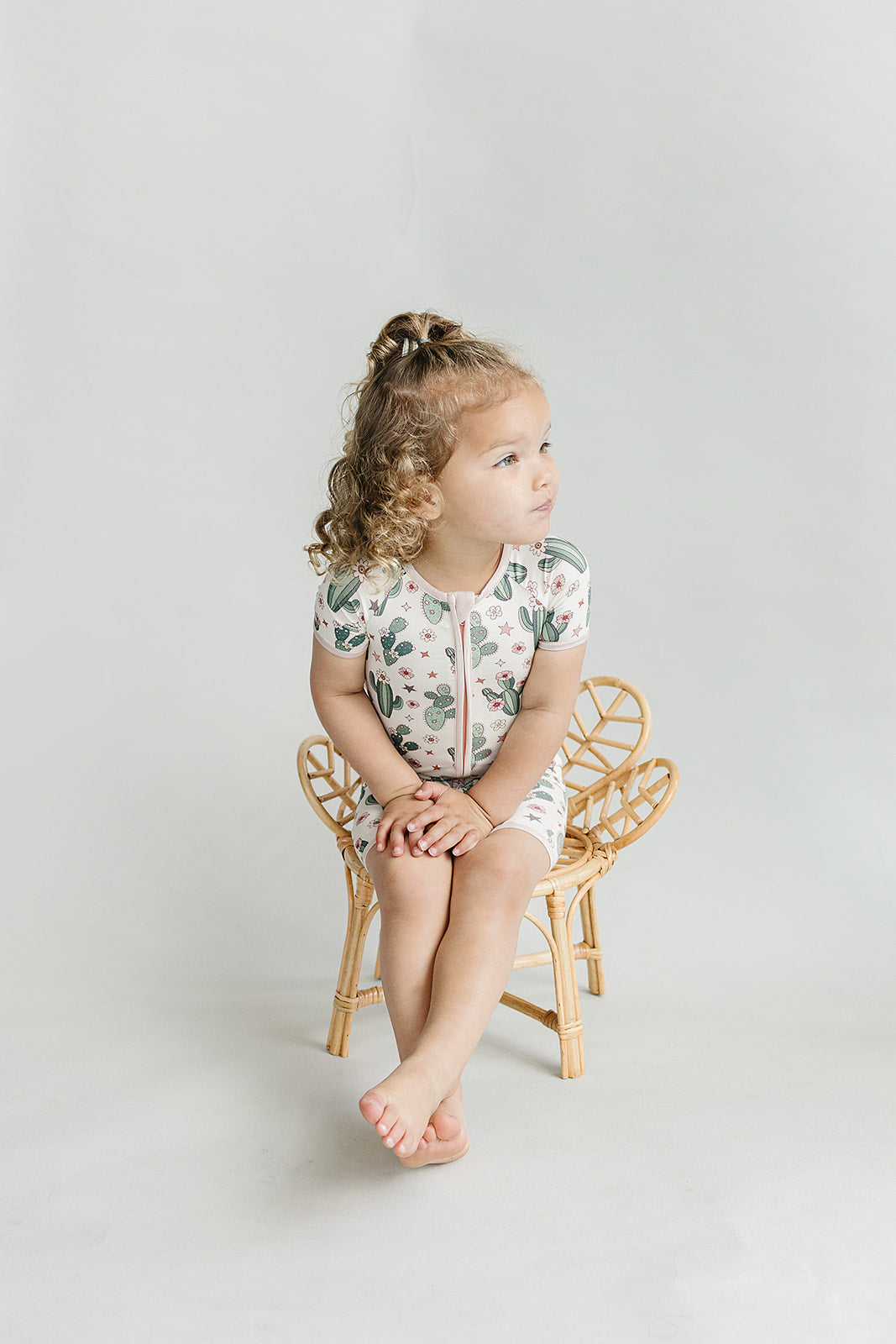 Baby Girl Cactus Flowers Bamboo Shorty Romper