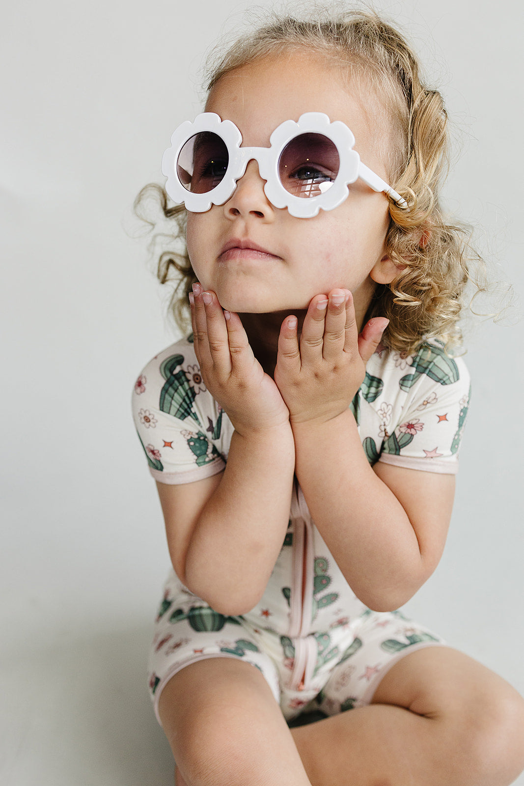 Baby Girl Cactus Flowers Bamboo Shorty Romper