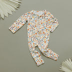 Baby Girl Fall Flowers Bamboo Zip Pajamas