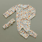 Baby Girl Fall Flowers Bamboo Zip Pajamas