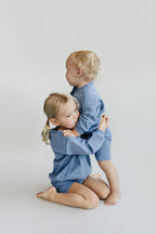 Boys Blue Biker Shorts Set