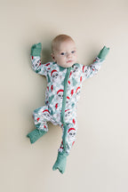 Baby Checkered Santa Bamboo Zip Pajama Romper