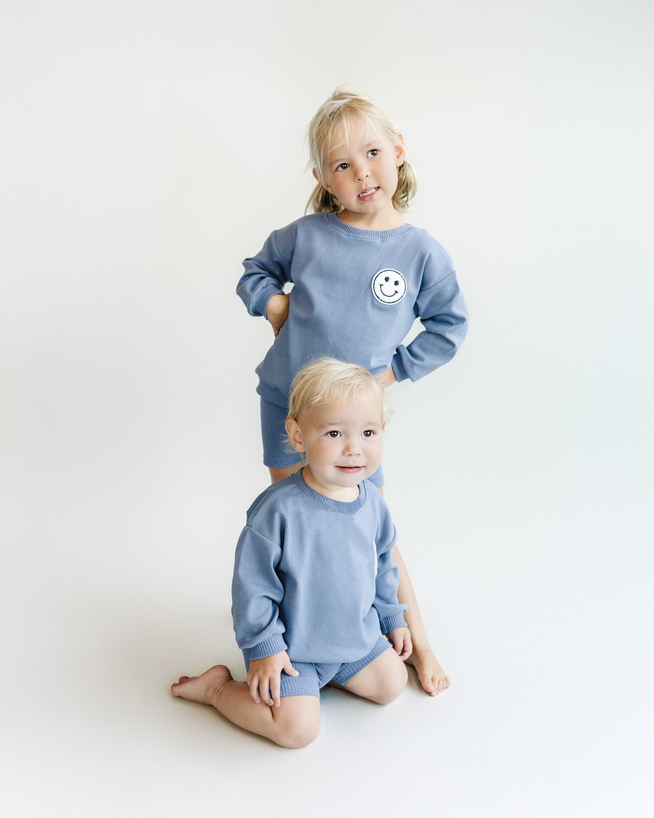 Boys Blue Biker Shorts Set