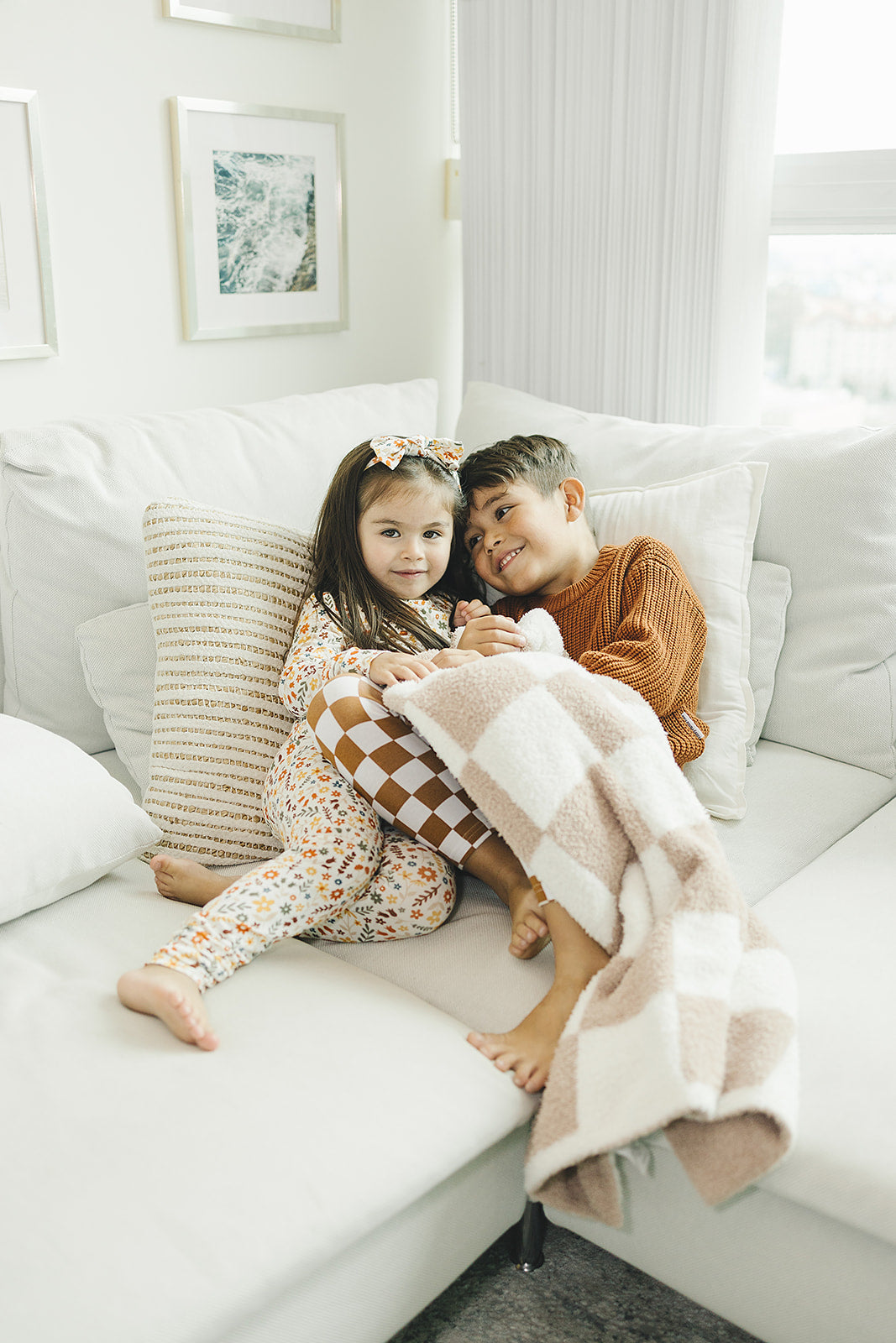 Girls Fall Flowers Bamboo Two Piece Lounge Set