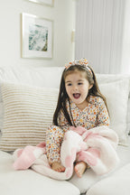Girls Fall Flowers Bamboo Two Piece Lounge Set