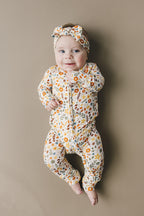 Baby Girl Fall Flowers Bamboo Zip Pajamas