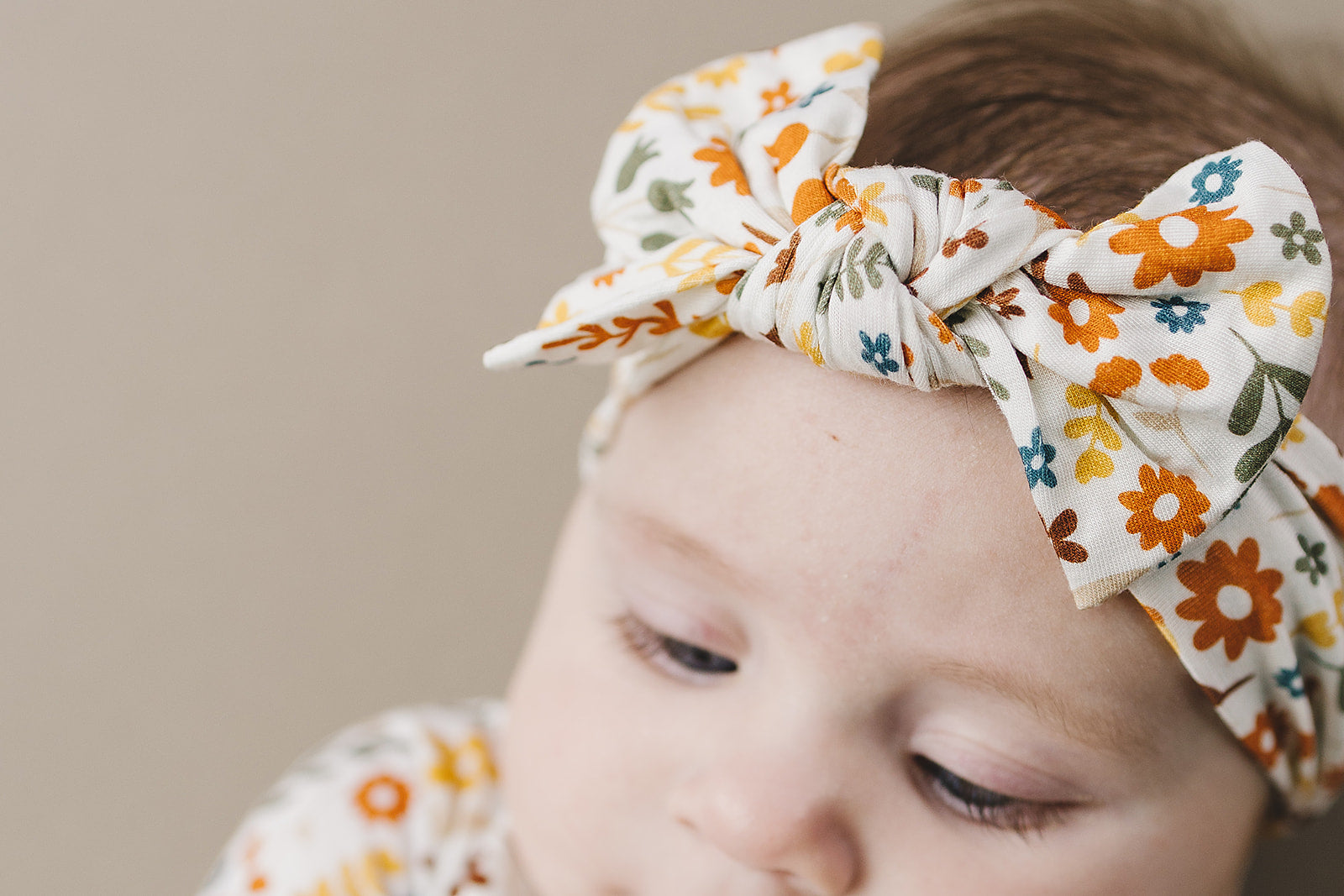 Baby Girl Fall Flowers Bamboo Headband