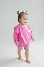 Girls Pink Biker Shorts Set